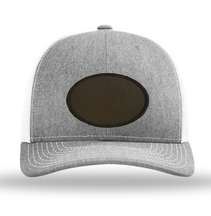 Heather Grey/ White Richardson Leather Patch Trucker Hat