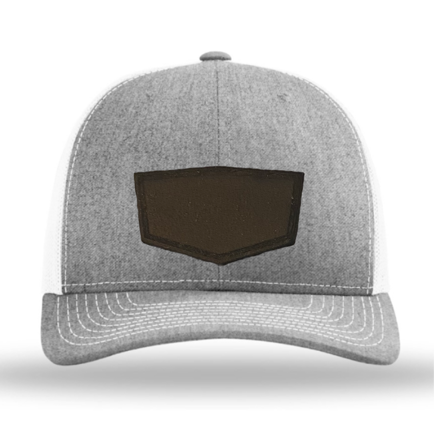 Heather Grey/ White Richardson Leather Patch Trucker Hat