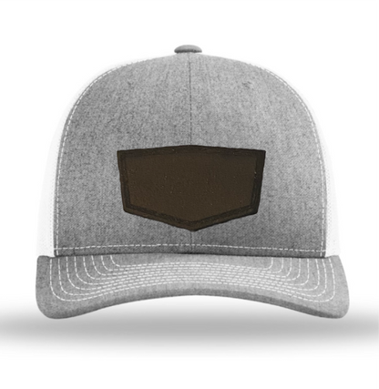 Heather Grey/ White Richardson Leather Patch Trucker Hat