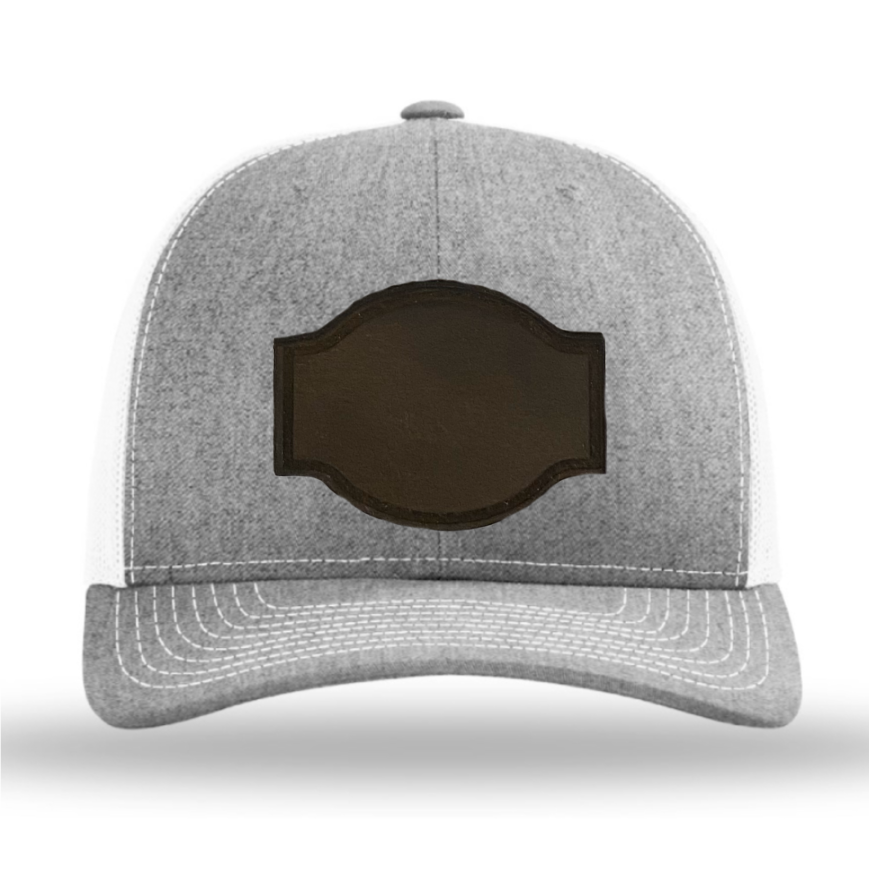Heather Grey/ White Richardson Leather Patch Trucker Hat