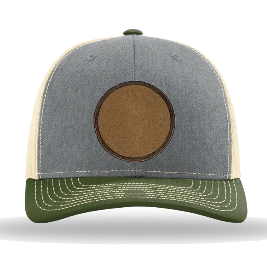 Heather Grey/ Birch/ Army Olive Richardson Leather Patch Trucker Hat