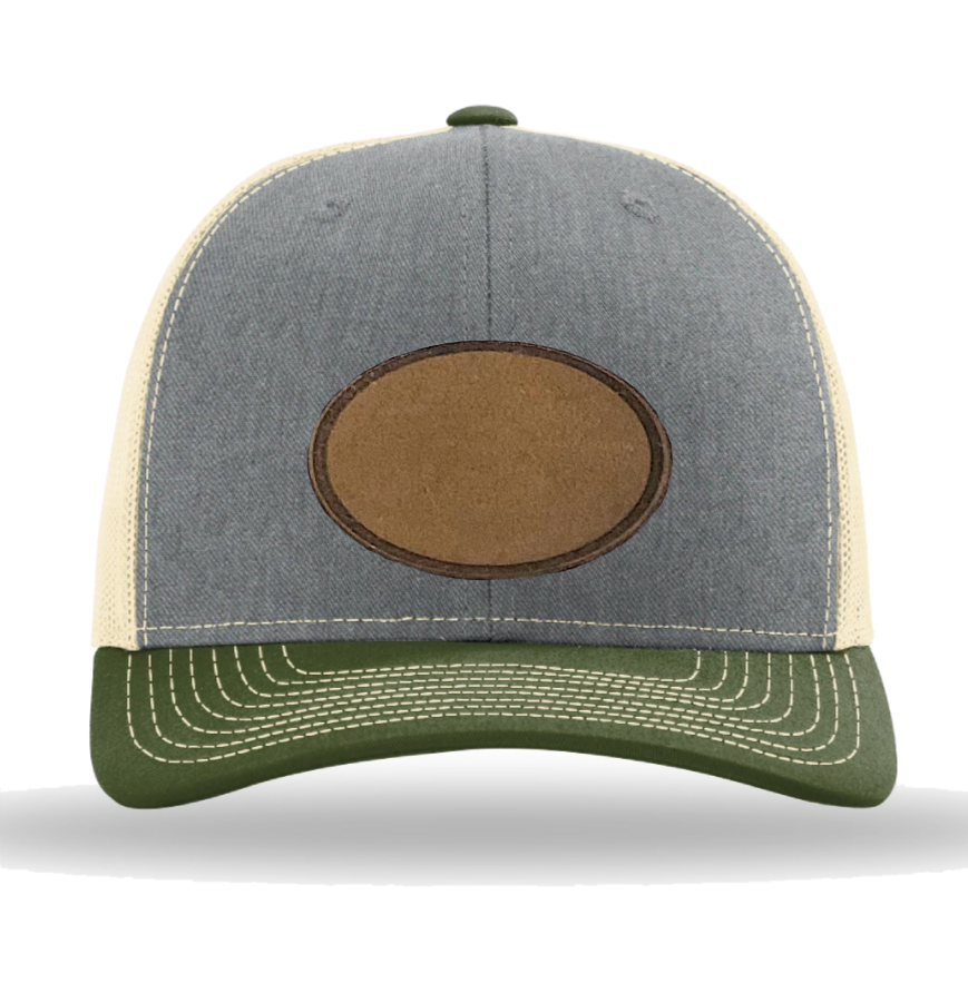 Heather Grey/ Birch/ Army Olive Richardson Leather Patch Trucker Hat