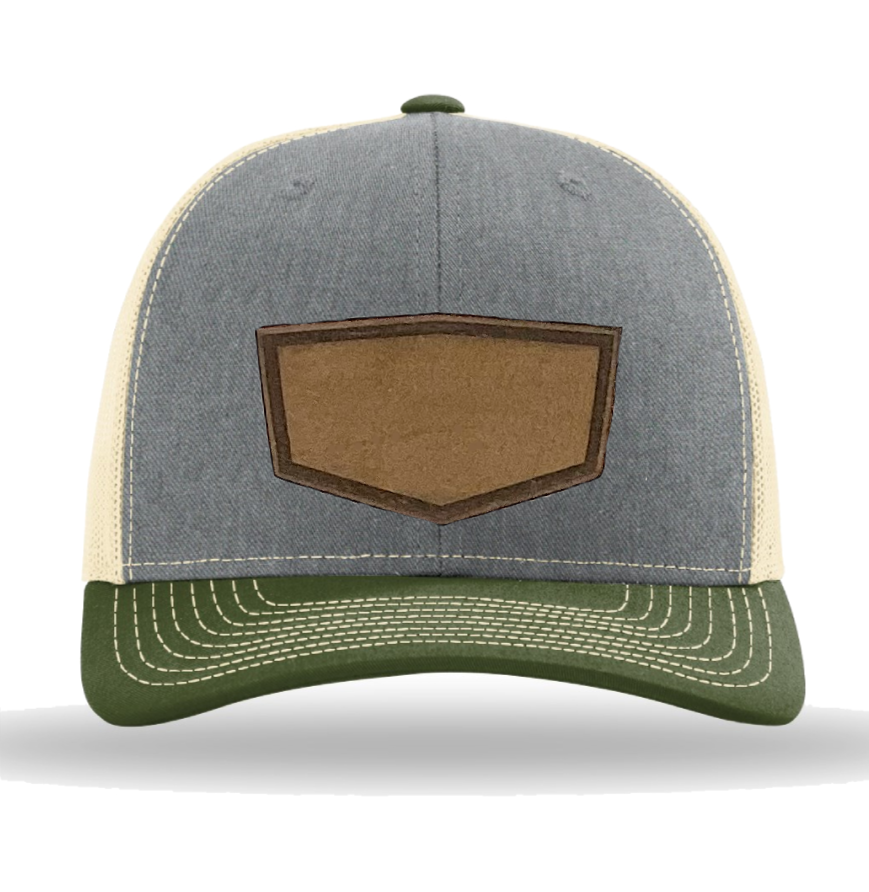 Heather Grey/ Birch/ Army Olive Richardson Leather Patch Trucker Hat