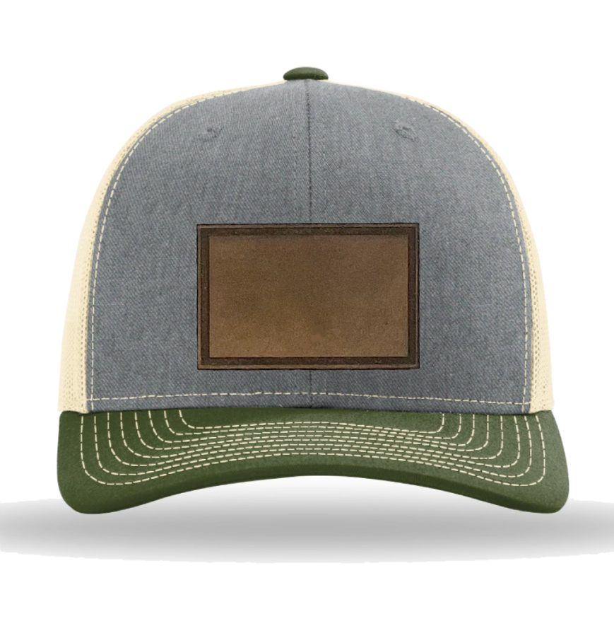 Heather Grey/ Birch/ Army Olive Richardson Leather Patch Trucker Hat