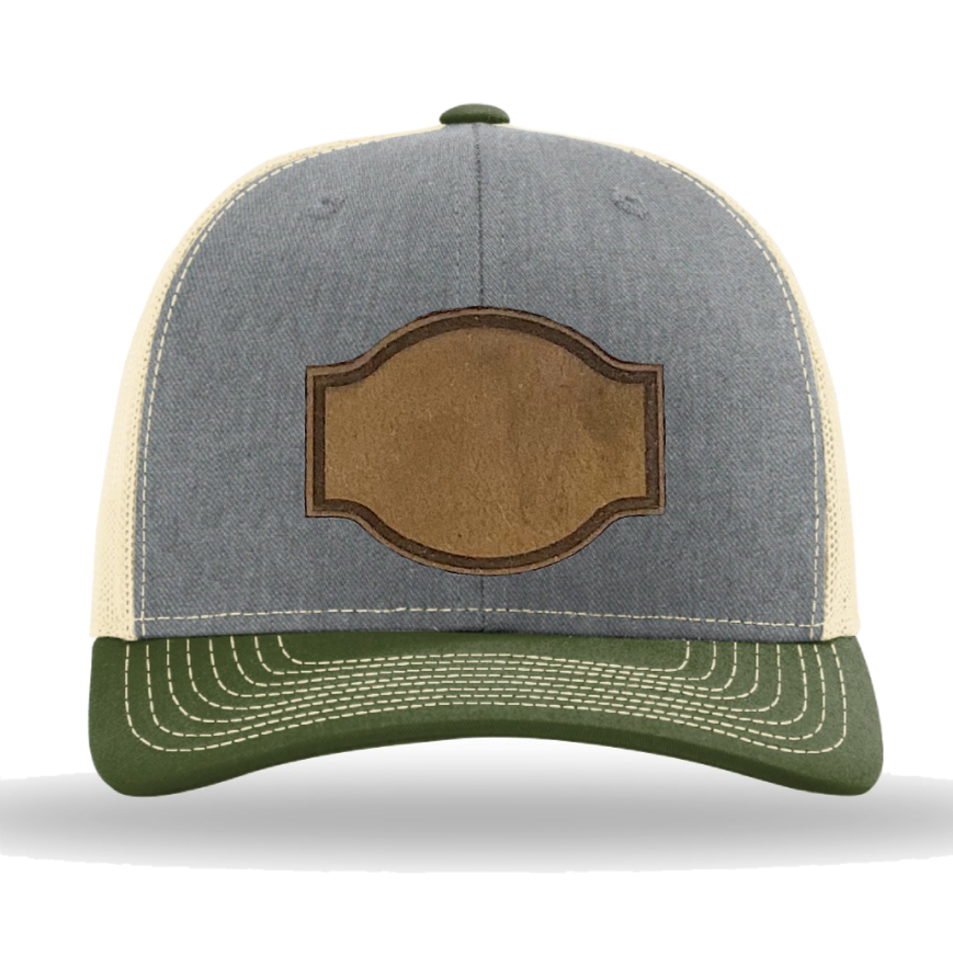 Heather Grey/ Birch/ Army Olive Richardson Leather Patch Trucker Hat