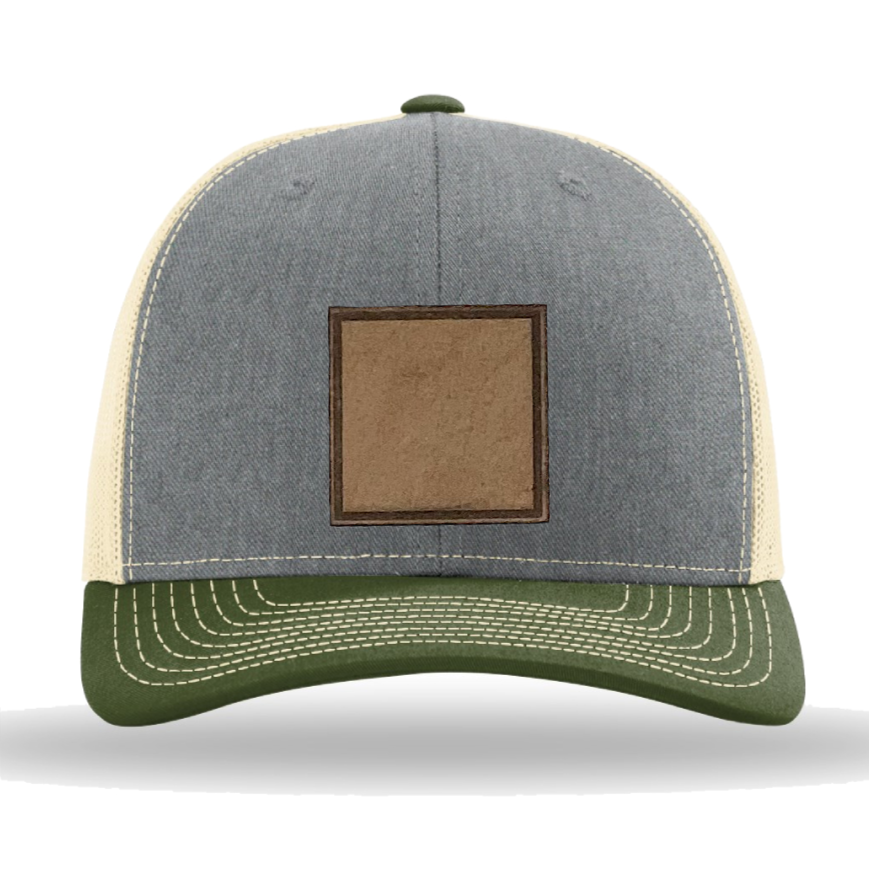 Heather Grey/ Birch/ Army Olive Richardson Leather Patch Trucker Hat