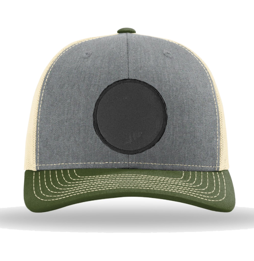 Heather Grey/ Birch/ Army Olive Richardson Leather Patch Trucker Hat