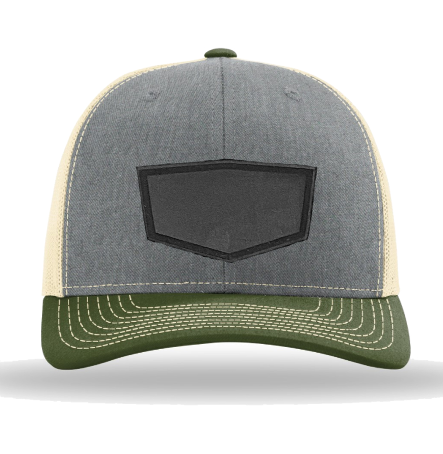 Heather Grey/ Birch/ Army Olive Richardson Leather Patch Trucker Hat