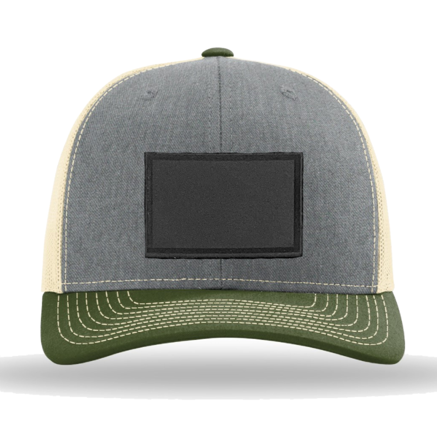 Heather Grey/ Birch/ Army Olive Richardson Leather Patch Trucker Hat