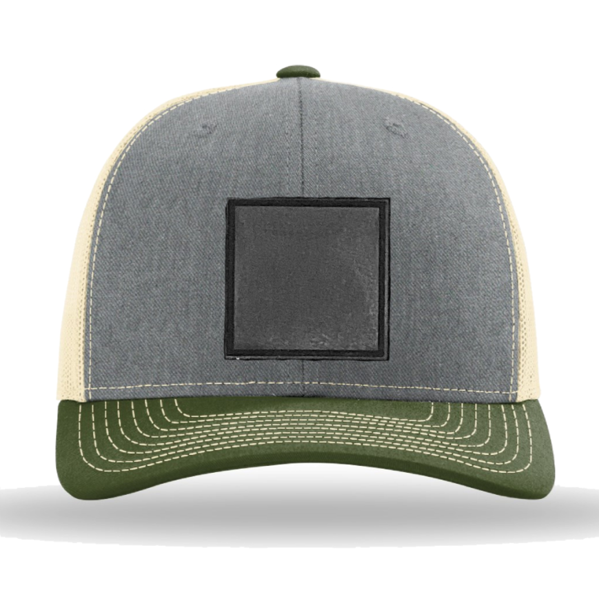 Heather Grey/ Birch/ Army Olive Richardson Leather Patch Trucker Hat