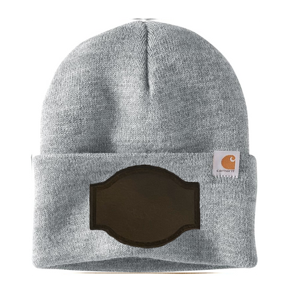 Heather Grey Carhartt Leather Patch Beanie