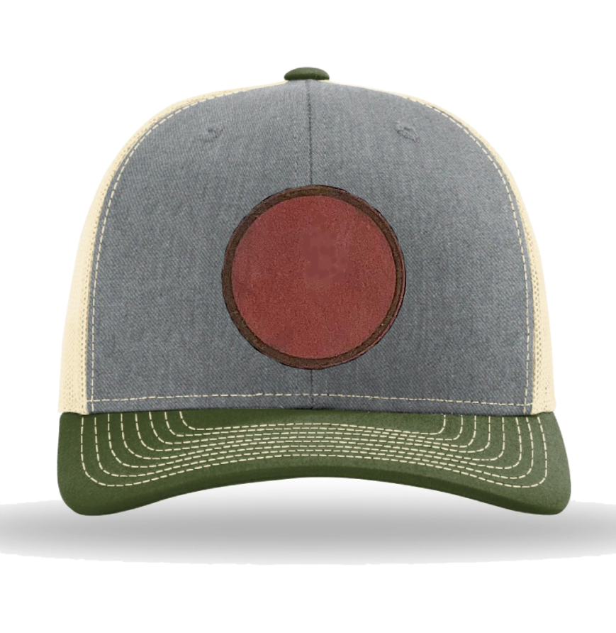 Heather Grey/ Birch/ Army Olive Richardson Leather Patch Trucker Hat
