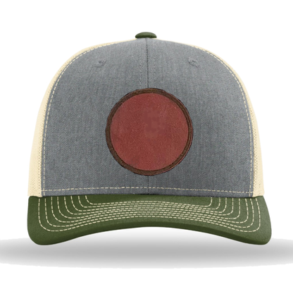 Heather Grey/ Birch/ Army Olive Richardson Leather Patch Trucker Hat