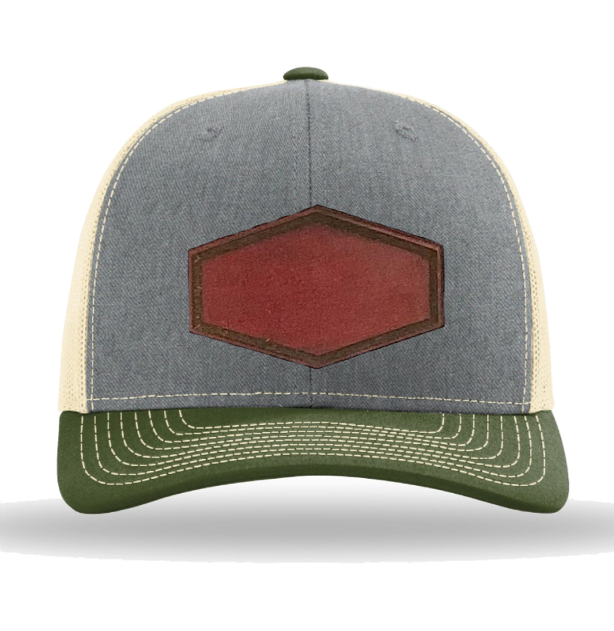 Heather Grey/ Birch/ Army Olive Richardson Leather Patch Trucker Hat