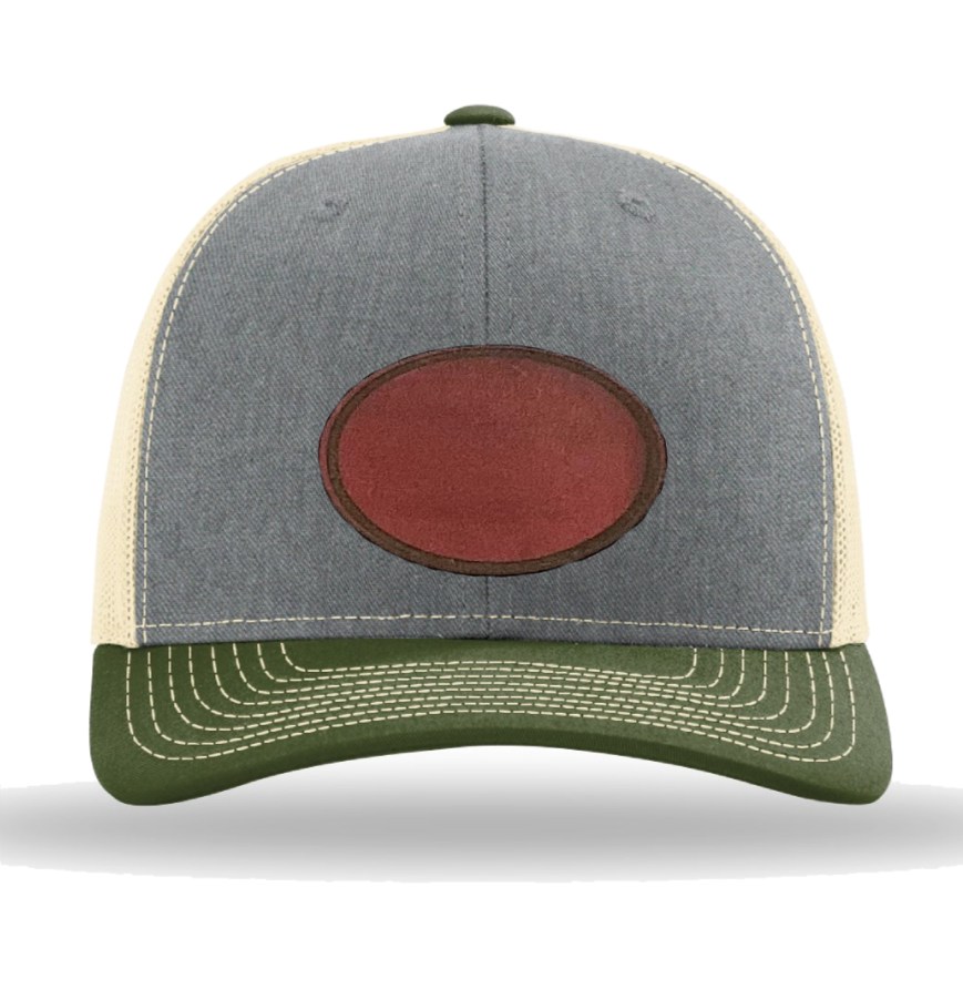Heather Grey/ Birch/ Army Olive Richardson Leather Patch Trucker Hat