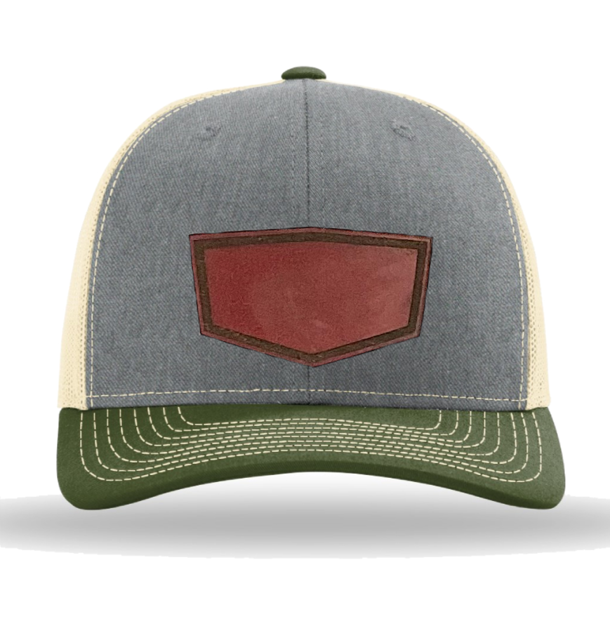 Heather Grey/ Birch/ Army Olive Richardson Leather Patch Trucker Hat