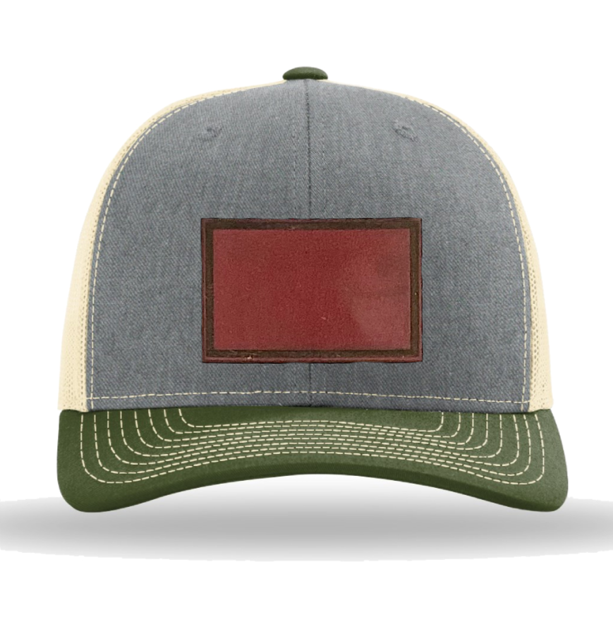 Heather Grey/ Birch/ Army Olive Richardson Leather Patch Trucker Hat