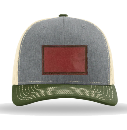 Heather Grey/ Birch/ Army Olive Richardson Leather Patch Trucker Hat