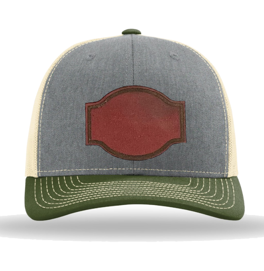 Heather Grey/ Birch/ Army Olive Richardson Leather Patch Trucker Hat