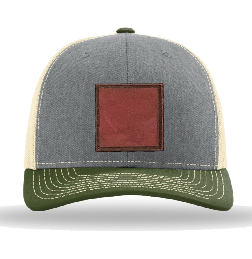 Heather Grey/ Birch/ Army Olive Richardson Leather Patch Trucker Hat