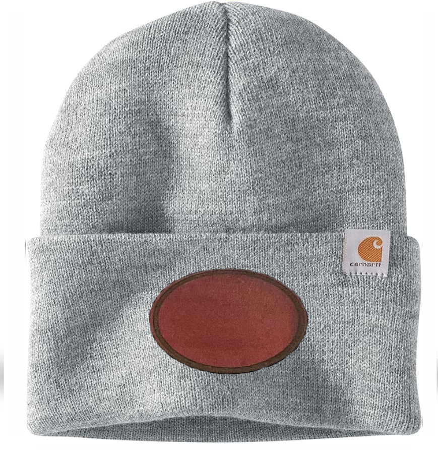 Heather Grey Carhartt Leather Patch Beanie