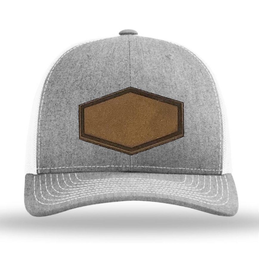 Heather Grey/ White Richardson Leather Patch Trucker Hat