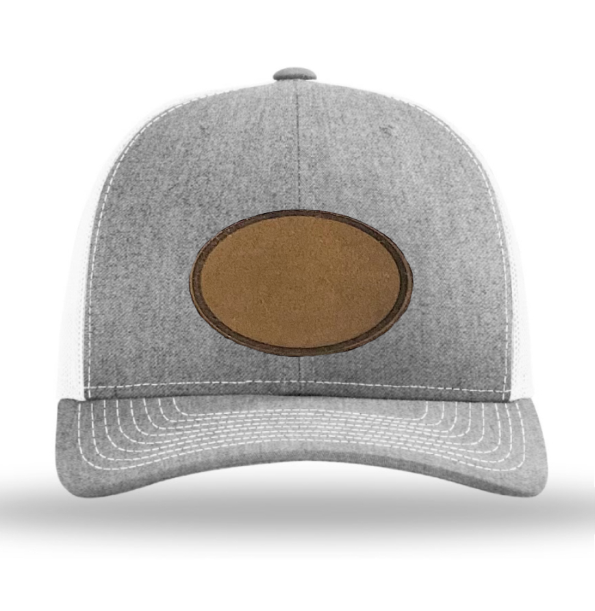 Heather Grey/ White Richardson Leather Patch Trucker Hat