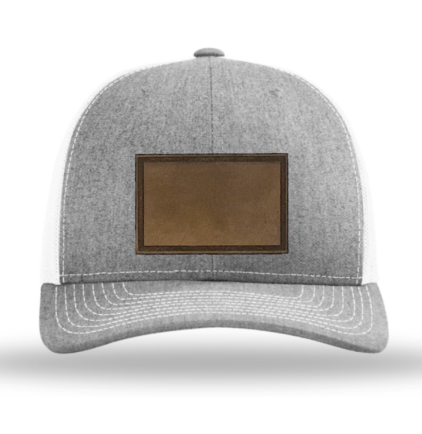 Heather Grey/ White Richardson Leather Patch Trucker Hat