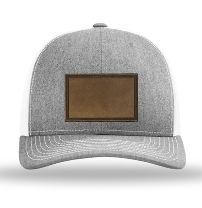 Heather Grey/ White Richardson Leather Patch Trucker Hat
