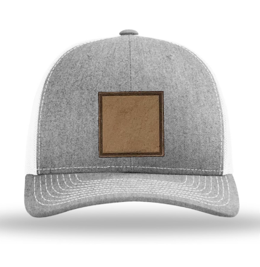 Heather Grey/ White Richardson Leather Patch Trucker Hat