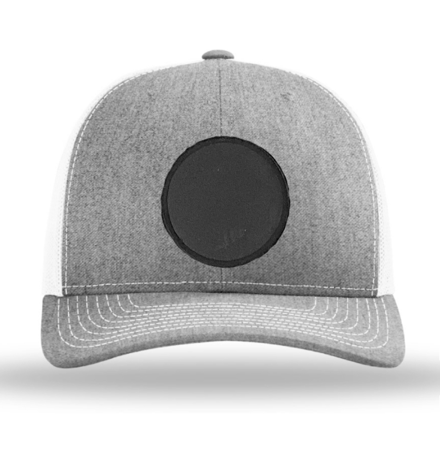 Heather Grey/ White Richardson Leather Patch Trucker Hat