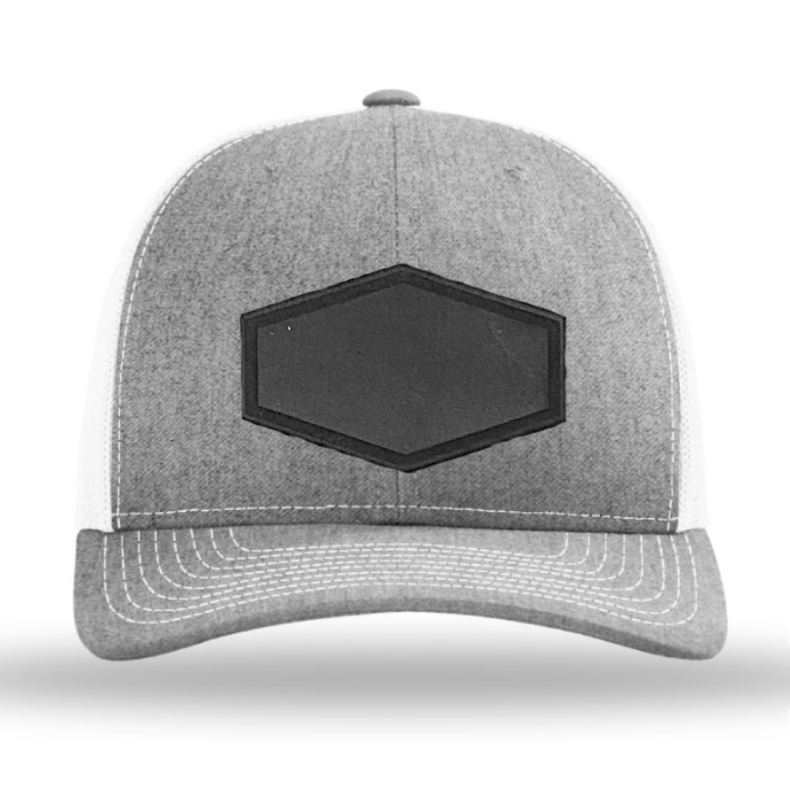 Heather Grey/ White Richardson Leather Patch Trucker Hat