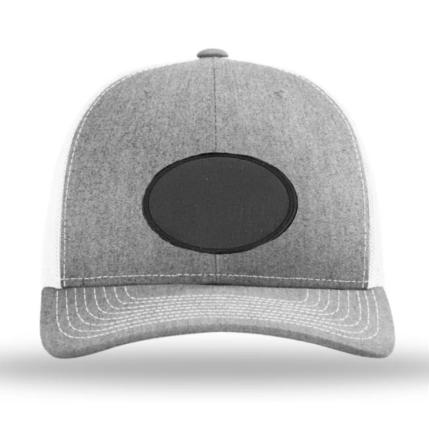 Heather Grey/ White Richardson Leather Patch Trucker Hat
