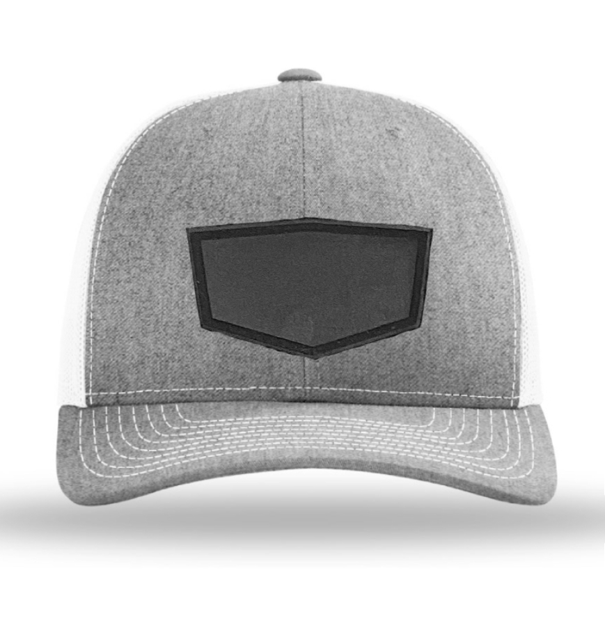 Heather Grey/ White Richardson Leather Patch Trucker Hat