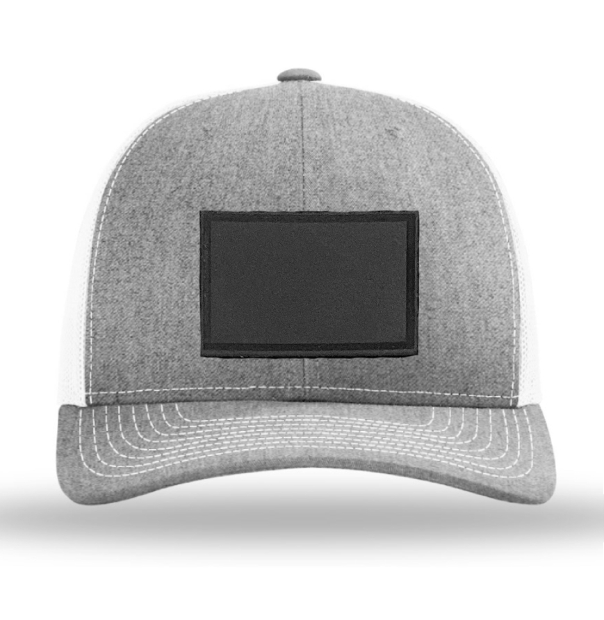 Heather Grey/ White Richardson Leather Patch Trucker Hat