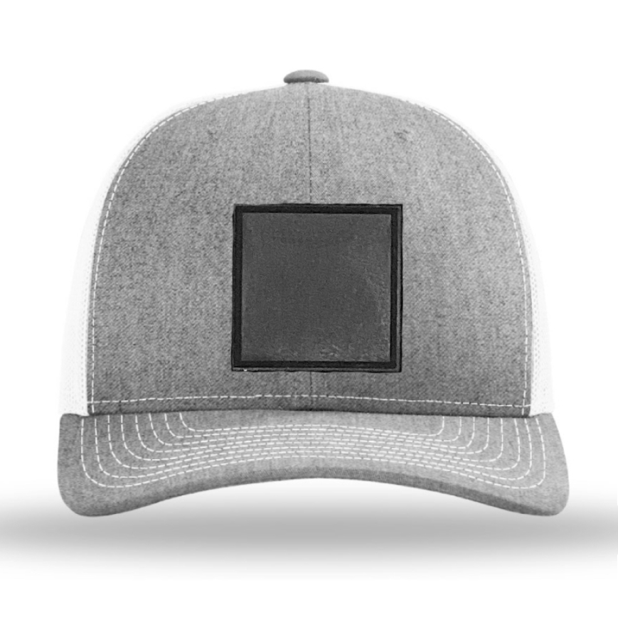 Heather Grey/ White Richardson Leather Patch Trucker Hat
