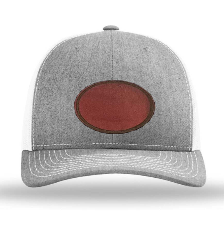 Heather Grey/ White Richardson Leather Patch Trucker Hat