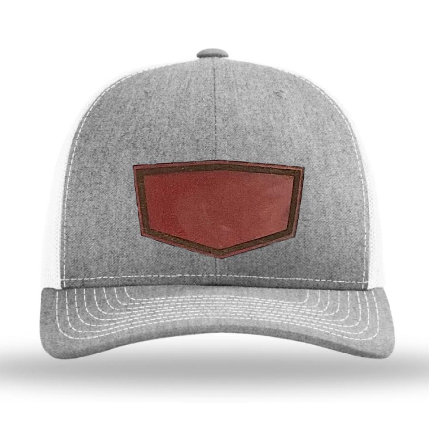 Heather Grey/ White Richardson Leather Patch Trucker Hat