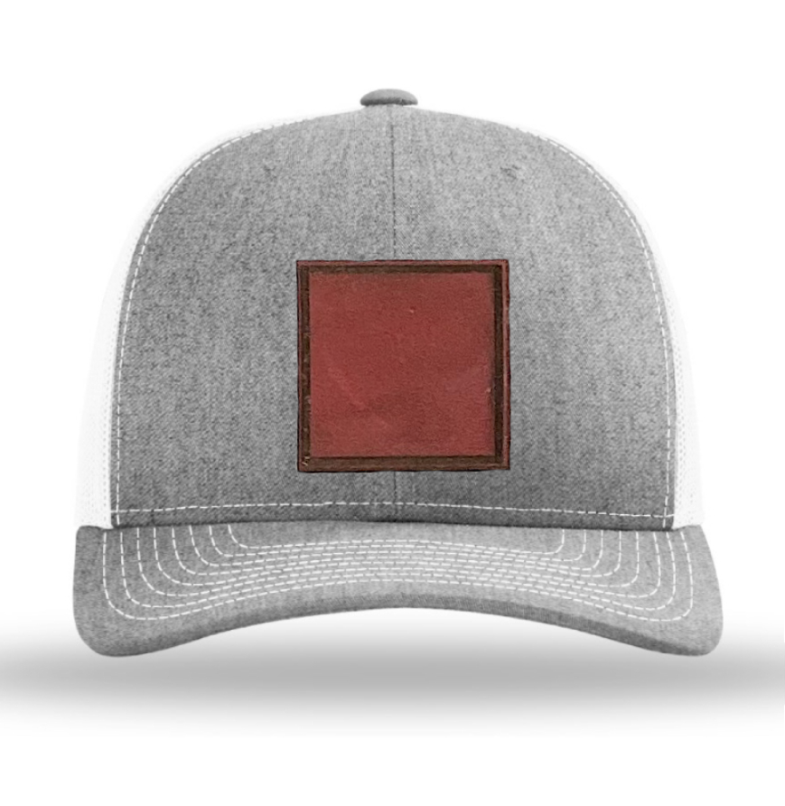 Heather Grey/ White Richardson Leather Patch Trucker Hat