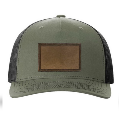 Loden/ Black Richardson Leather Patch Trucker Hat