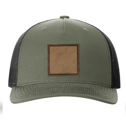 Loden/ Black Richardson Leather Patch Trucker Hat