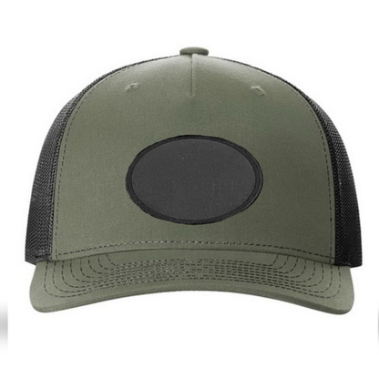 Loden/ Black Richardson Leather Patch Trucker Hat