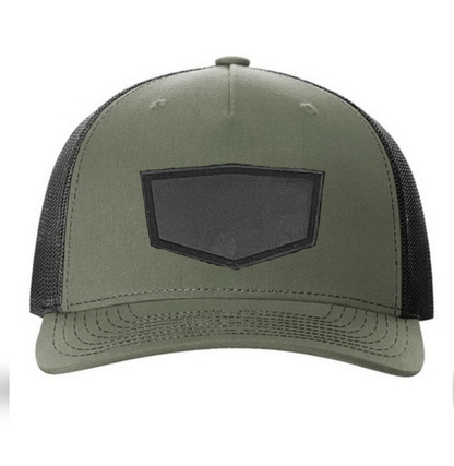 Loden/ Black Richardson Leather Patch Trucker Hat