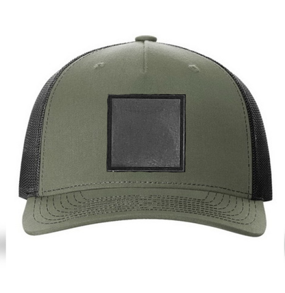 Loden/ Black Richardson Leather Patch Trucker Hat