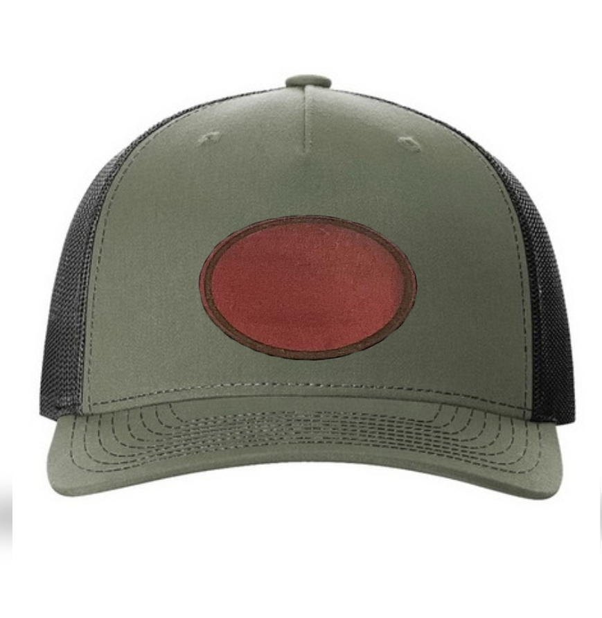 Loden/ Black Richardson Leather Patch Trucker Hat