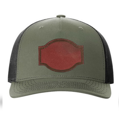 Loden/ Black Richardson Leather Patch Trucker Hat