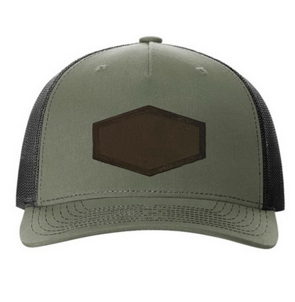 Loden/ Black Richardson Leather Patch Trucker Hat
