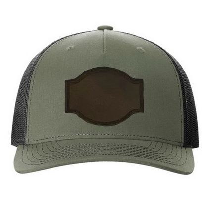 Loden/ Black Richardson Leather Patch Trucker Hat