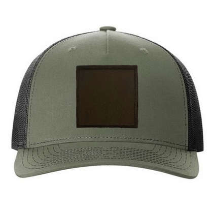 Loden/ Black Richardson Leather Patch Trucker Hat