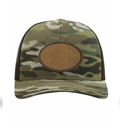 Multicam/ Coyote Brown Richardson Leather Patch Trucker Hat